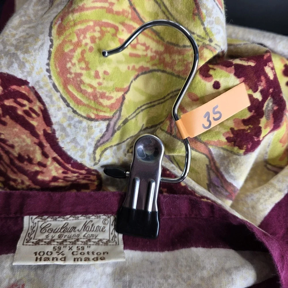 COULEUR NATURE BRUNO‎ LAMY Hand Made Pear COTTON TABLECLOTH 59 X 59 Square Fall